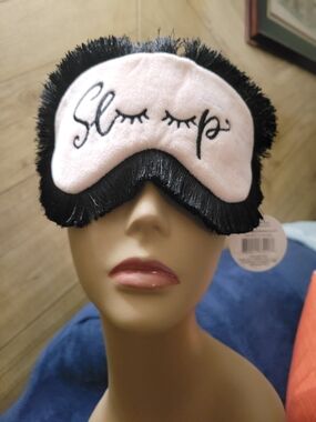 U Style Plush Sleep Masks Surounded By Dense Black Fringe
